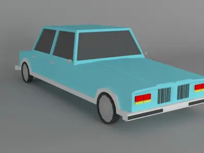 lowpoly four door car 3D model