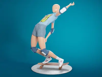 Skateboarding Girl 3D model