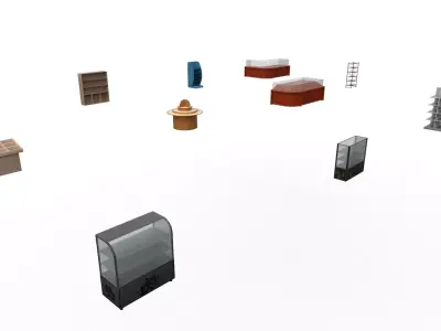 Low Poly Modular Shelf Display Prop Kit Store Warehouse Low-poly 3D model