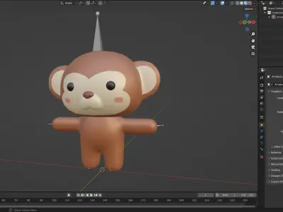 Chubby Monkey Animated for Games Low-poly 3D model
