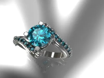 Ladies Size 8 Diamond Ring Round Gems Gold Silver Platinum 3D print model