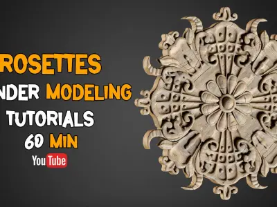 80 Flower Ornaments and 30 Rosettes 3D Model  Tutorials  Vol 8   Low-poly 3D model