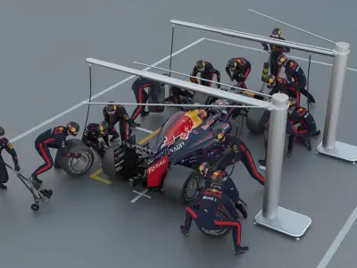 Pit stop in Formula 1 3D model