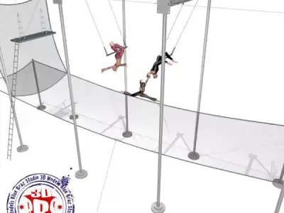 trapeze aerial trampoline 3D model
