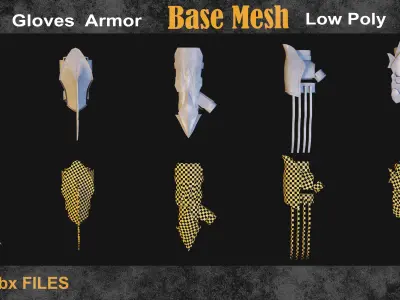 30  Gloves Armor  Base Mesh vol 9 Low-poly 3D model