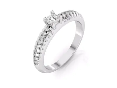 D-1835 diamond engagement ring gold 3D print model