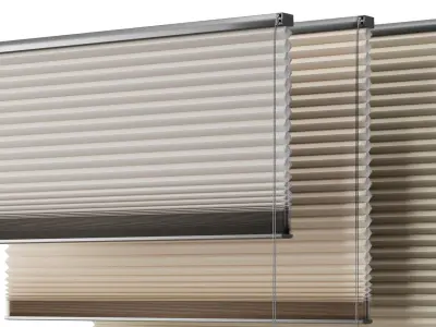 plated blind curtains set 001 Low-poly 3D model