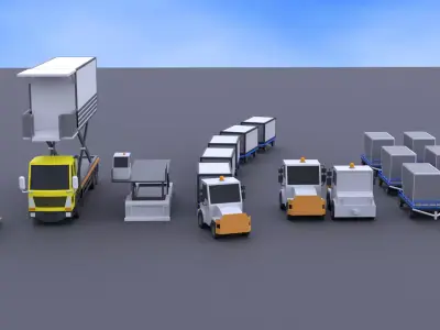 Car Plane Container Pack 070519 Low-poly 3D model