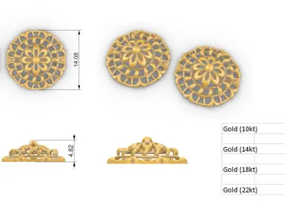 Flower Mandala Pendant Set With Ring 3D print model