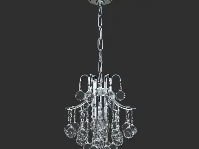 French-Empire-Crystal-Chandelier-Silver-3-Lights chrome chand... 3D model