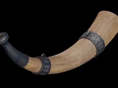 Medieval War Horn Low-poly 3D model