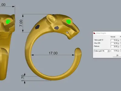 Panther RIng Gold  3D print model