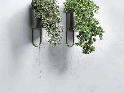 indoor outdoor plant 154 wall palnt stand metal dirt vase 3D model