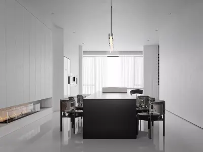 Modern living room dining room interior scenes 156 3D model