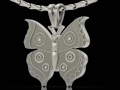 fantasy Butterfly fashion pendant gold silver print 3D print model