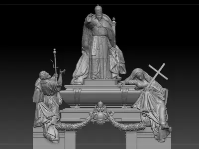 Pope sculpture 3d scene 3D model