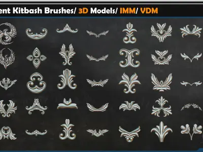 110 Ornament Kitbash Brushes- 3D Models- IMM- VDM Vol 04 3D model