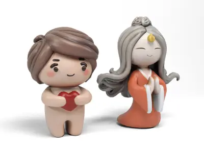 Clay figures Low-poly 3D model