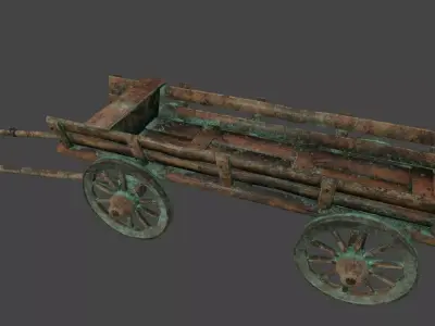 Wooden Cart Low-poly 3D model