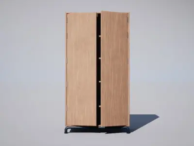 Cabinet wooden with two doors Low-poly 3D model