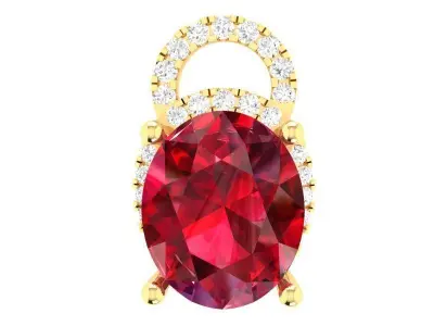 Elegant Oval Gemstone Diamond Pendant for Women 293 3D print model