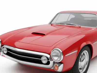 Classic Red 1950s and 60s Sports Coupe Low-poly 3D model