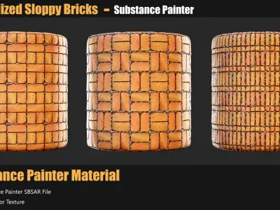 20 Stylized Sloppy Bricks Materials Substance Painter Texture