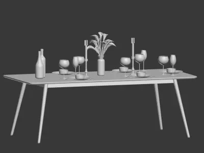 Rectangular Fen Dinning Table 3D model