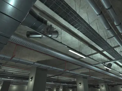 Indoor Parking Lot Low-poly 3D model