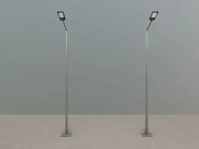 5mt Conical Lighting Pole Single Consol 3D model