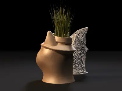 Cat planter and cat lamp 3D print model