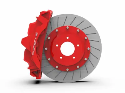 3D Porsche Disc Brake and Caliper 3D model