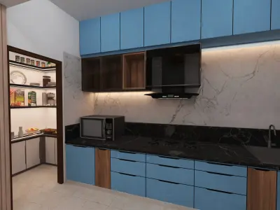 3 BHK Apartment Interior with Assets Low-poly 3D model