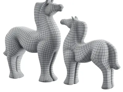 Horse statue Low-poly 3D model 4
