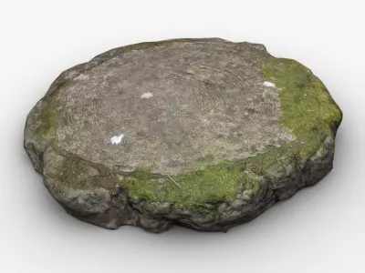 Mossy stone Low-poly 3D model