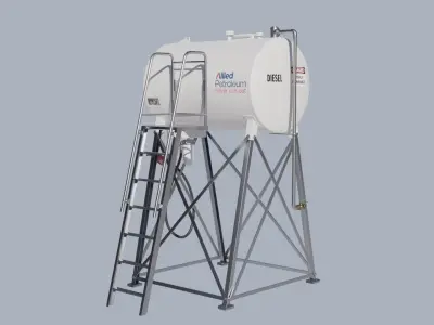 Industrial diesel oil tank Low-poly 3D model