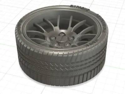 Green Flash Wheels with Tires and Brakes for 3D Print 3D print model