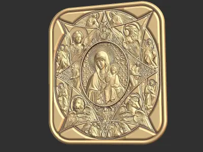 Saint mariam with jesus relief panel paradise - altar - church 3D print model