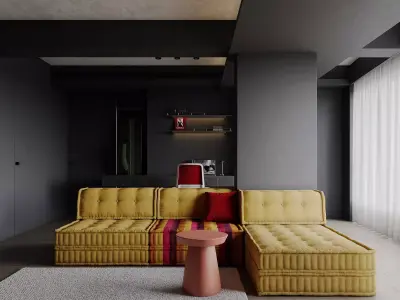 Modern living room dining room interior scenes 445 3D model