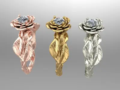 eaves Rose Engagement ring Own design 3D print model