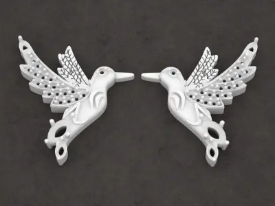 Earrings Or Pendant Hummingbird  colibri pajaro bird 3D print model