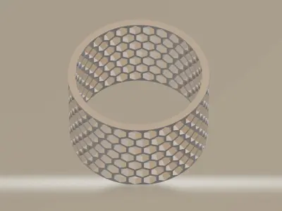 Simple cylinder with hexagonal mesh or honeycomb pattern 3D model