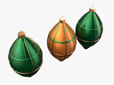 Christmas Tree Ornament Set6 - Green Orange 3D model