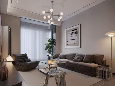 Modern living room dining room bedroom interior scenes 147 3D model