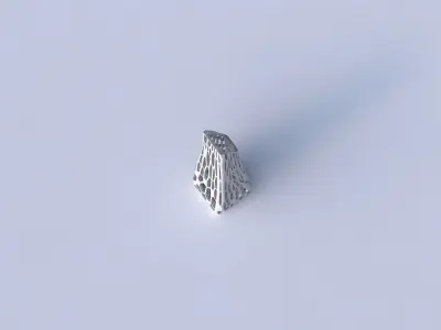 Vase top bent rectangle with faceted organic lattice 3D print model