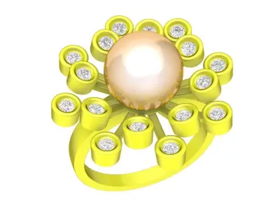 5209 luxury diamond pearl ring 3D print model