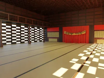 Dojo Fighting Hall Low-poly 3D model