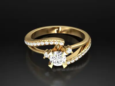 Ring M4 The luxury female ring with gems wedding 3D print model