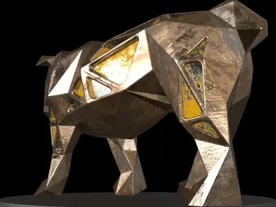 Steampunk Bulldog Low-poly 3D model
