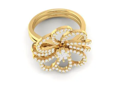 Elegant Floral Diamond Cluster Ring for Women 3D Model 103 3D print model